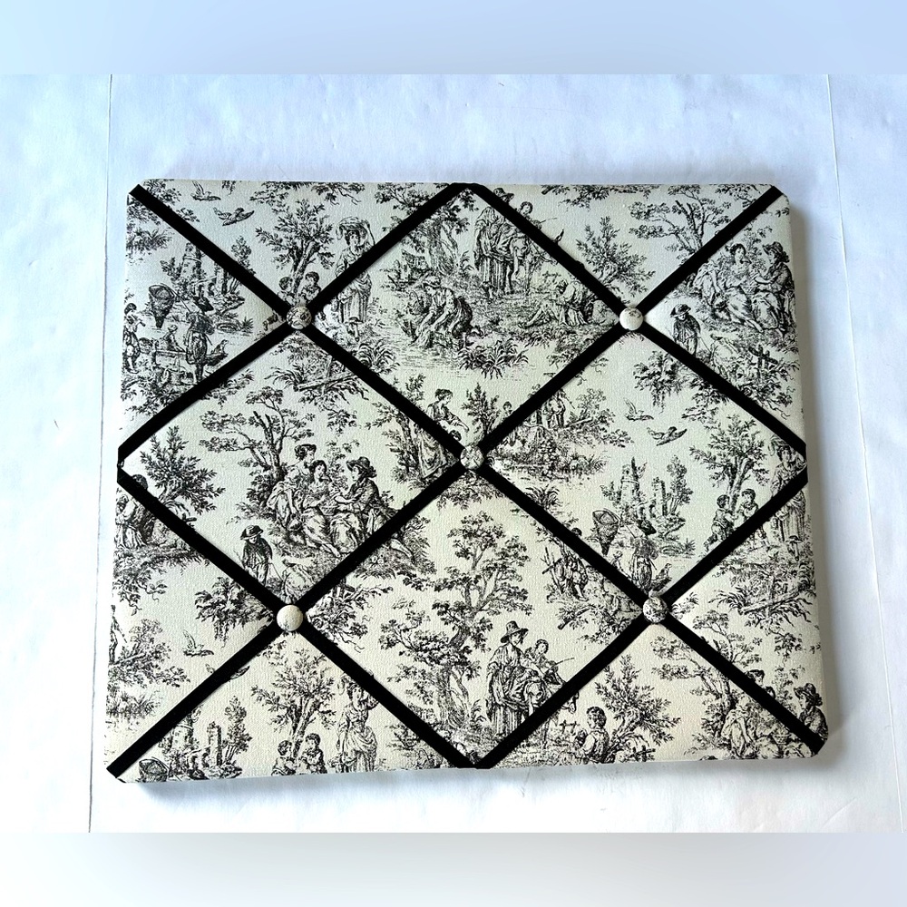French Toile Fabric Memo Bulletin Board